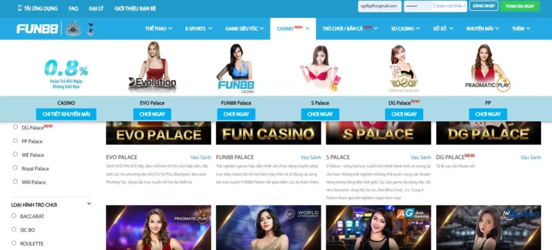 Giới thiệu đôi nét về Casino tại Fun88 đăng nhập cho anh em cược thủ