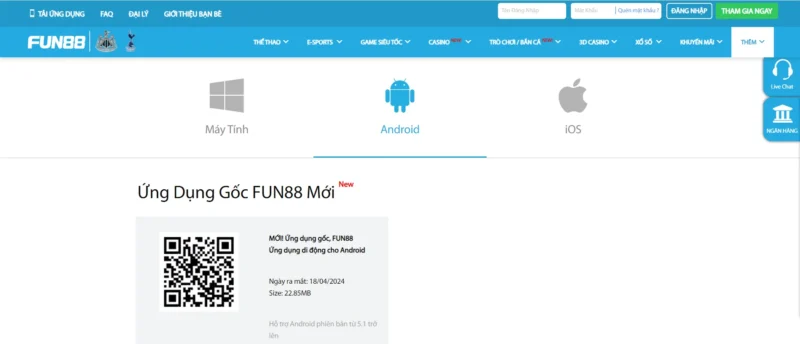 Hướng dẫn tại app Fun 88 trên Android