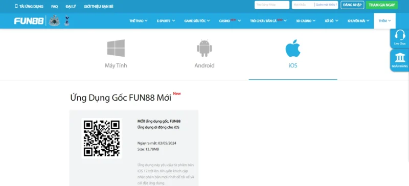 Tải app thưởng thức ứng dụng trên hệ điều hành Android tại Fun88 đăng nhập
